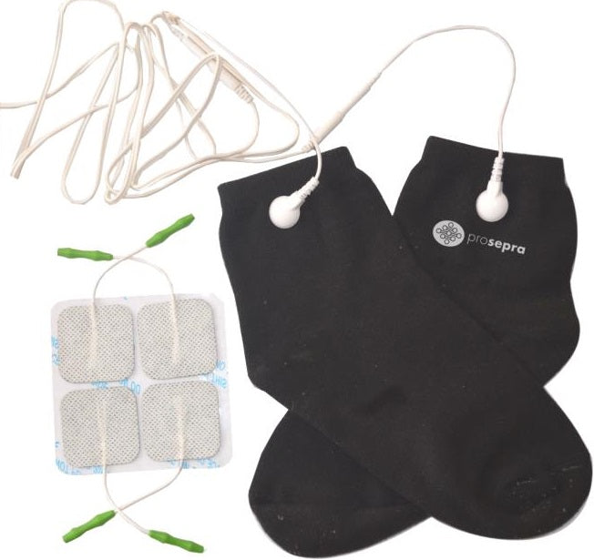 DL003-C Prospera electronic pulse massager refill socks (one pair), cables, 4 refill pads