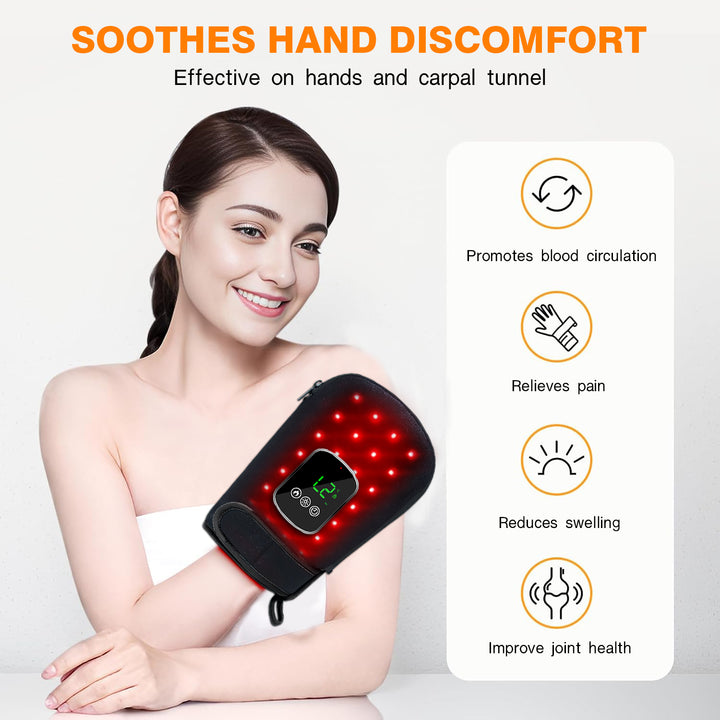 DL047 Penguin Red Light & Heat Therapy Cordless Glove for Hands, Fingers, Feet & Joint Comfort