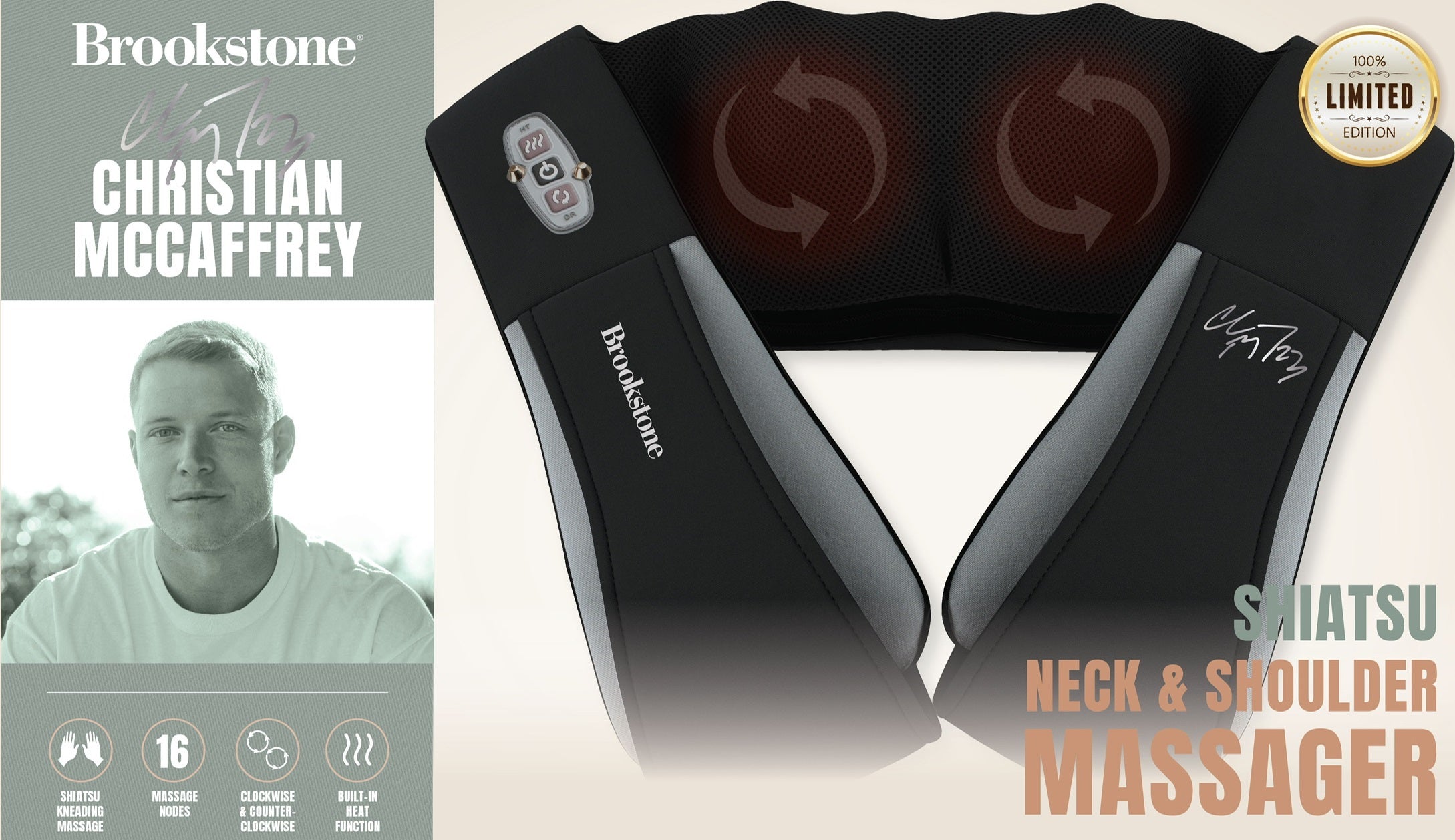 Prospera BK5613 Christian McCaffrey Brookstone Shiatsu Neck