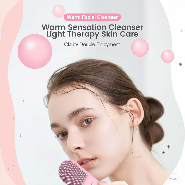 DL009  LED Facial Cleansing Massager, Red & Blue Light Therapy with Heat for Deep Cleansing & Skin Renewal