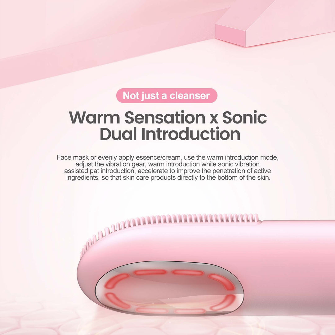 DL009  LED Facial Cleansing Massager, Red & Blue Light Therapy with Heat for Deep Cleansing & Skin Renewal