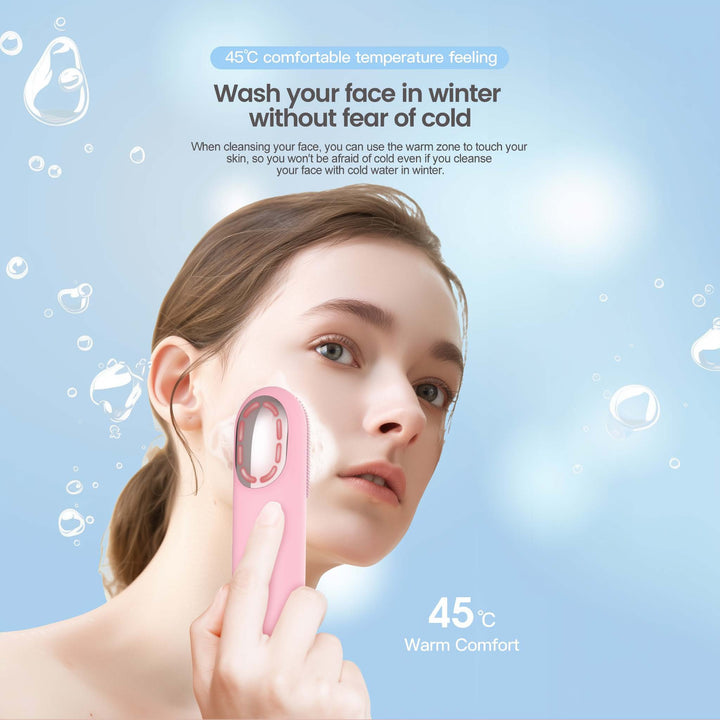 DL009  LED Facial Cleansing Massager, Red & Blue Light Therapy with Heat for Deep Cleansing & Skin Renewal