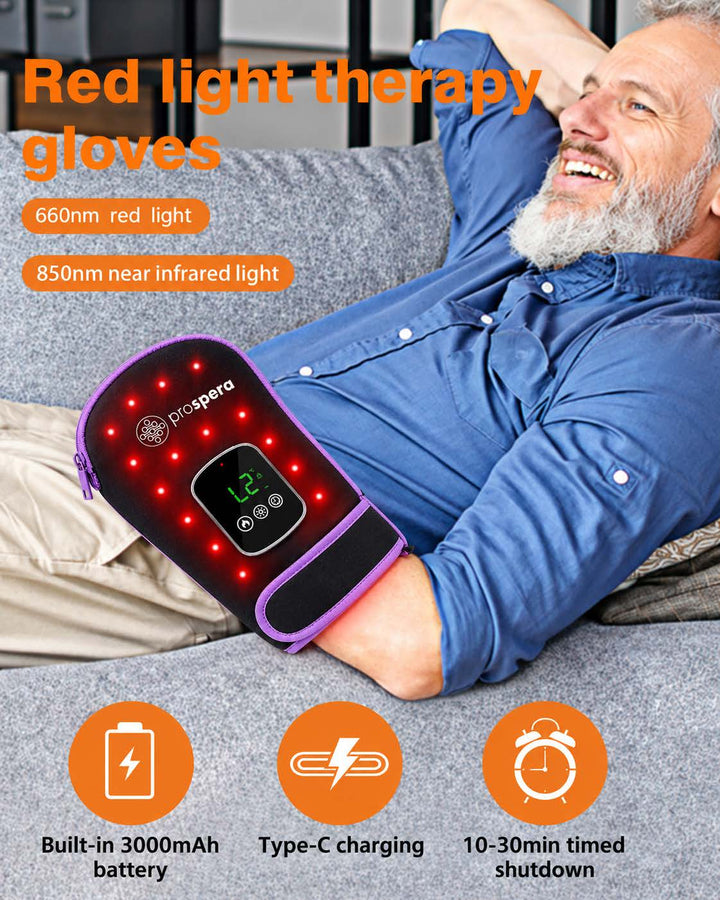 DL047 Penguin Red Light & Heat Therapy Cordless Glove for Hands, Fingers, Feet & Joint Comfort
