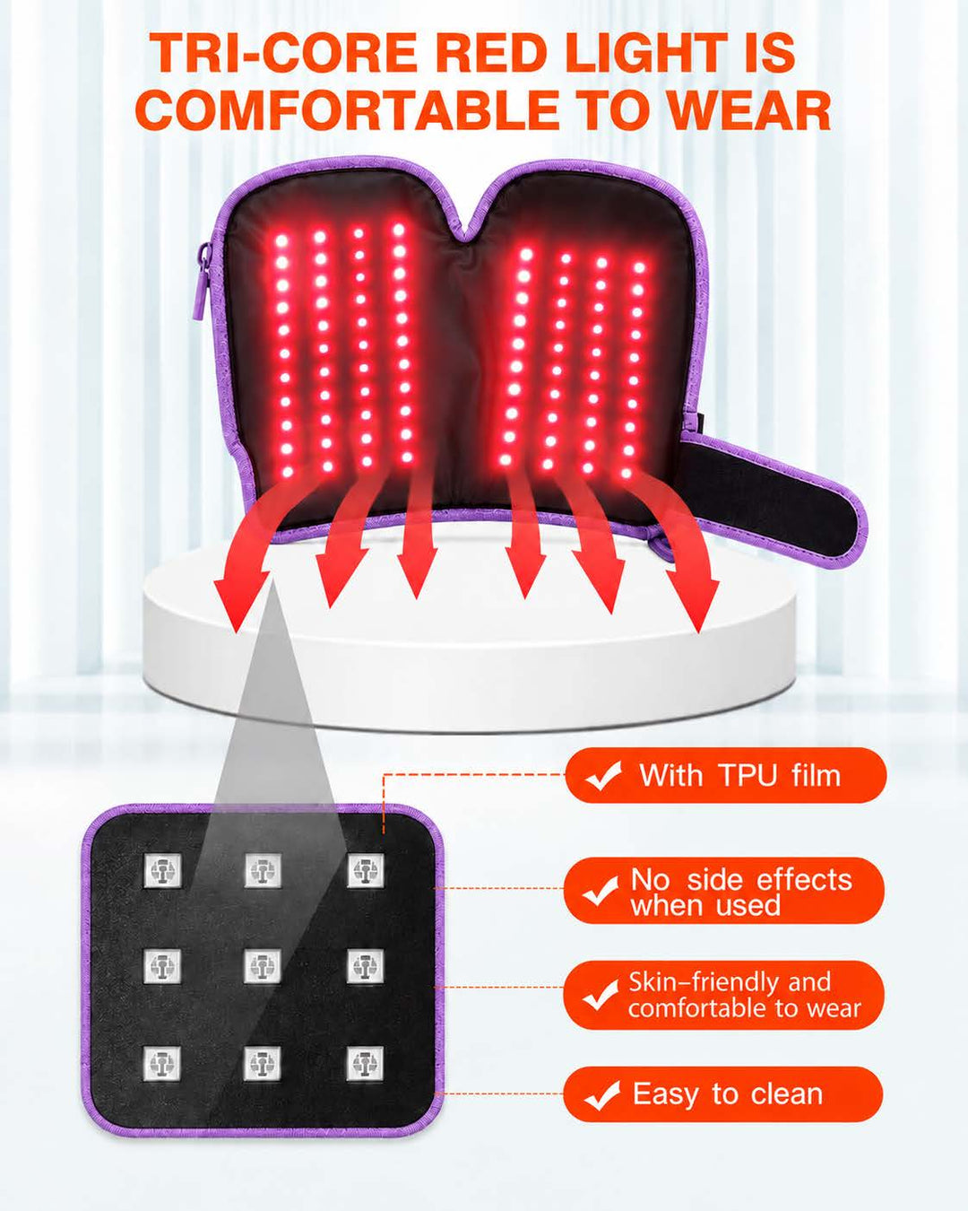 DL047 Penguin Red Light & Heat Therapy Cordless Glove for Hands, Fingers, Feet & Joint Comfort