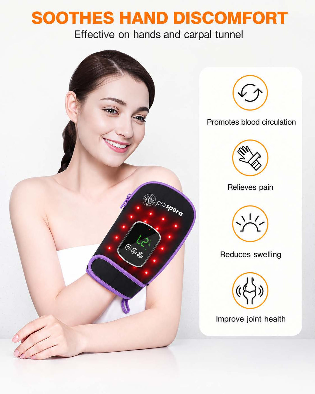 DL047 Penguin Red Light & Heat Therapy Cordless Glove for Hands, Fingers, Feet & Joint Comfort