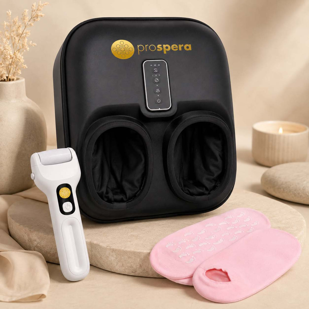 DL200 Penguin Shiatsu Heated Foot Massager Kneading, Rolling, Compression for Pain Relief, Bundle includes Rechargeable Callus Remover, Spa Moisturizing Socks