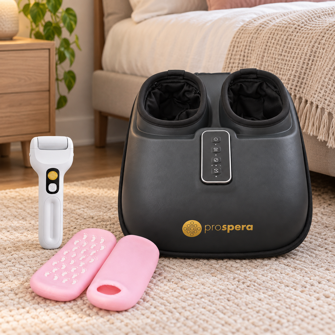 DL200 Penguin Shiatsu Heated Foot Massager Kneading, Rolling, Compression for Pain Relief, Bundle includes Rechargeable Callus Remover, Spa Moisturizing Socks