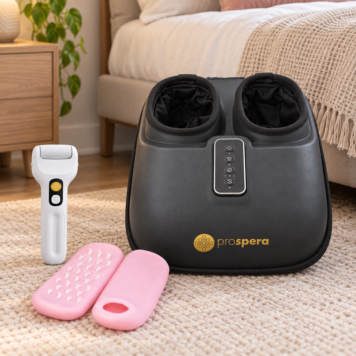 DL200 Penguin Shiatsu Heated Foot Massager Kneading, Rolling, Compression for Pain Relief, Bundle includes Rechargeable Callus Remover, Spa Moisturizing Socks