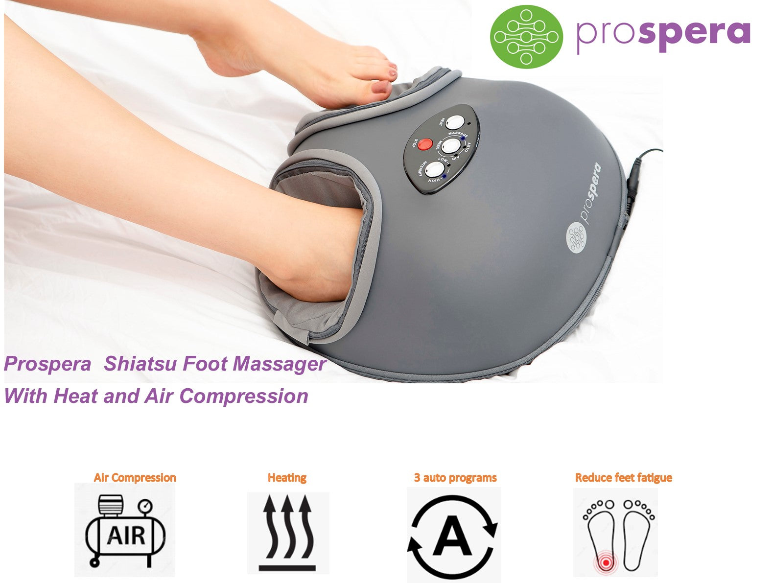 DL002 Prospera Shiatsu Foot Massager with Heat and