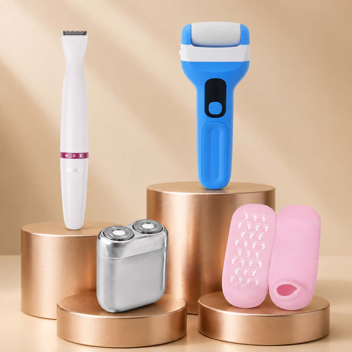 PL031B Beautiful Legs and Feet Premium Grooming Set with Bikini Styler, Pro Shaver, Electric Foot Smoother and Moisture Socks for Smooth Skin Care