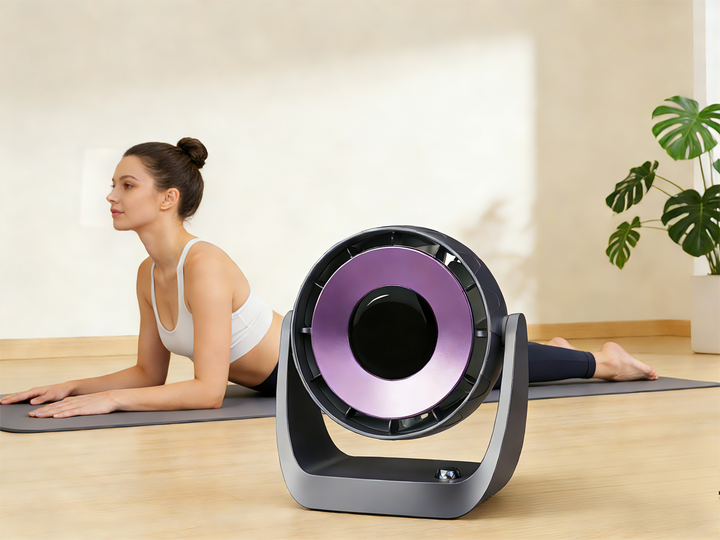 PL044 Prospera Turbo Yoga Fan — Precision 100-Speed Digital Cooling, Whisper-Quiet Design, Adjustable Tilt & Rechargeable Power for Home, Office & Travel