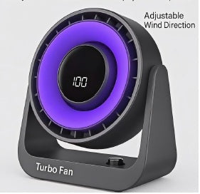 PL044 Prospera Turbo Yoga Fan — Precision 100-Speed Digital Cooling, Whisper-Quiet Design, Adjustable Tilt & Rechargeable Power for Home, Office & Travel