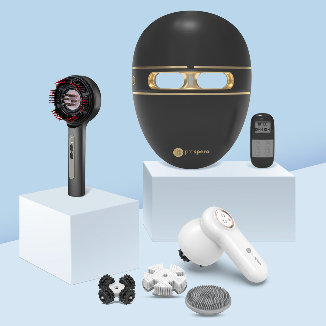 PL045B Prospera LED Light Face Mask,  Hair and Body Massager Premium Gadgets