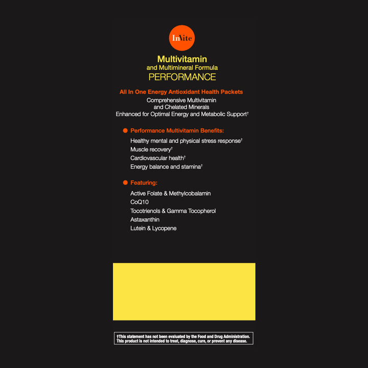 InviteHealth PERFORMANCE MULTIVITAMIN-30 Day VitaPak Regimen (2 Tablets, 1 Vegetarian Capsule and 1 Vegetarian Liquid Capsule per VitaPak)