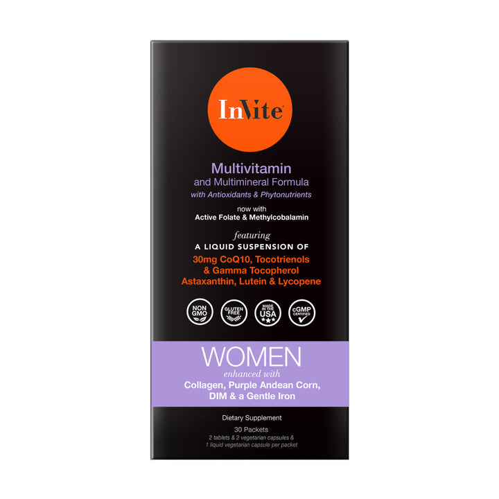 InviteHealth WOMEN'S MULTIVITAMIN-30 Day VitaPak Regimen (2 Tablets, 2 Vegetarian Capsules and 1 Liquid Vegetarian Capsule per VitaPak)