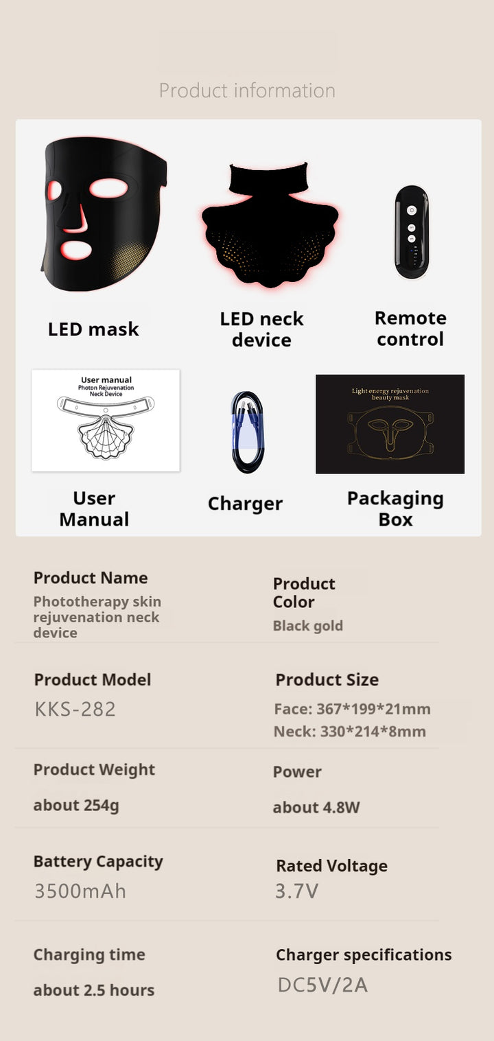 DL035A Panther II LED Skin Rejuvenate Face and Neck Mask, FDA Approved